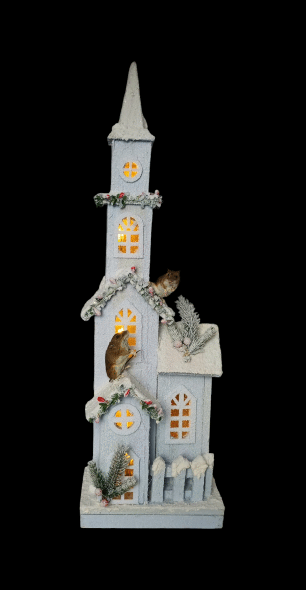 Taxidermy Two Field Mice On Church Spire. Log no 301. - Image 4