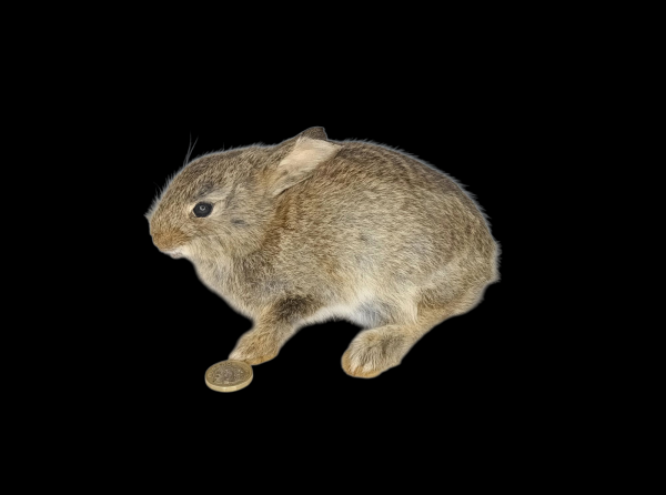 SOLD - Taxidermy Young Rabbit. Log no 140.